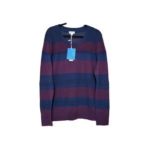 Stitch Fix Market & Spruce Striped Open Knit Sweater‎ XL Cotton Layer New Navy